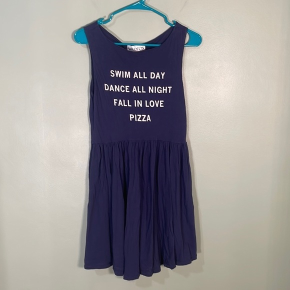 Wildfox Couture Pizza Party 90's Baby Doll Dress Blue size Small - Picture 2 of 7